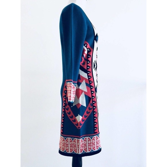 Flying Tomato | Womens Size M Sweater Dress Aztec Fitted Slimming Pullover - Picture 6 of 11